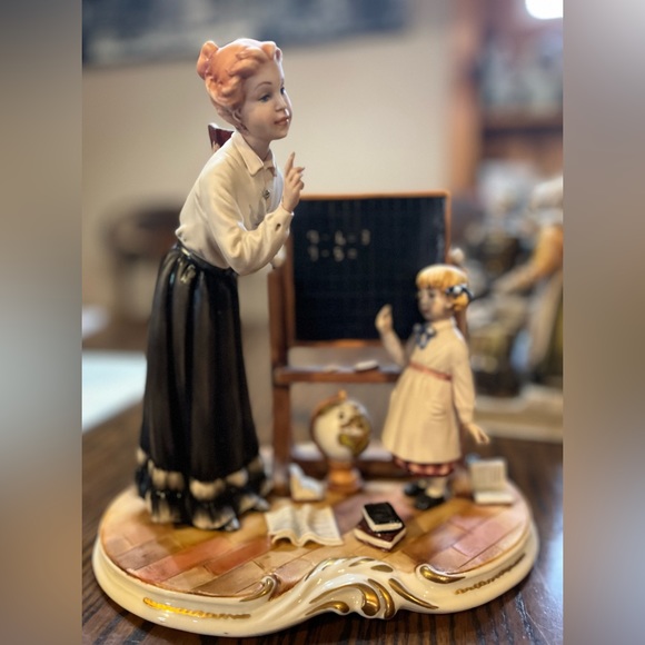 Art Capodimonte Porcelain School Teacher With Student Figurine Made